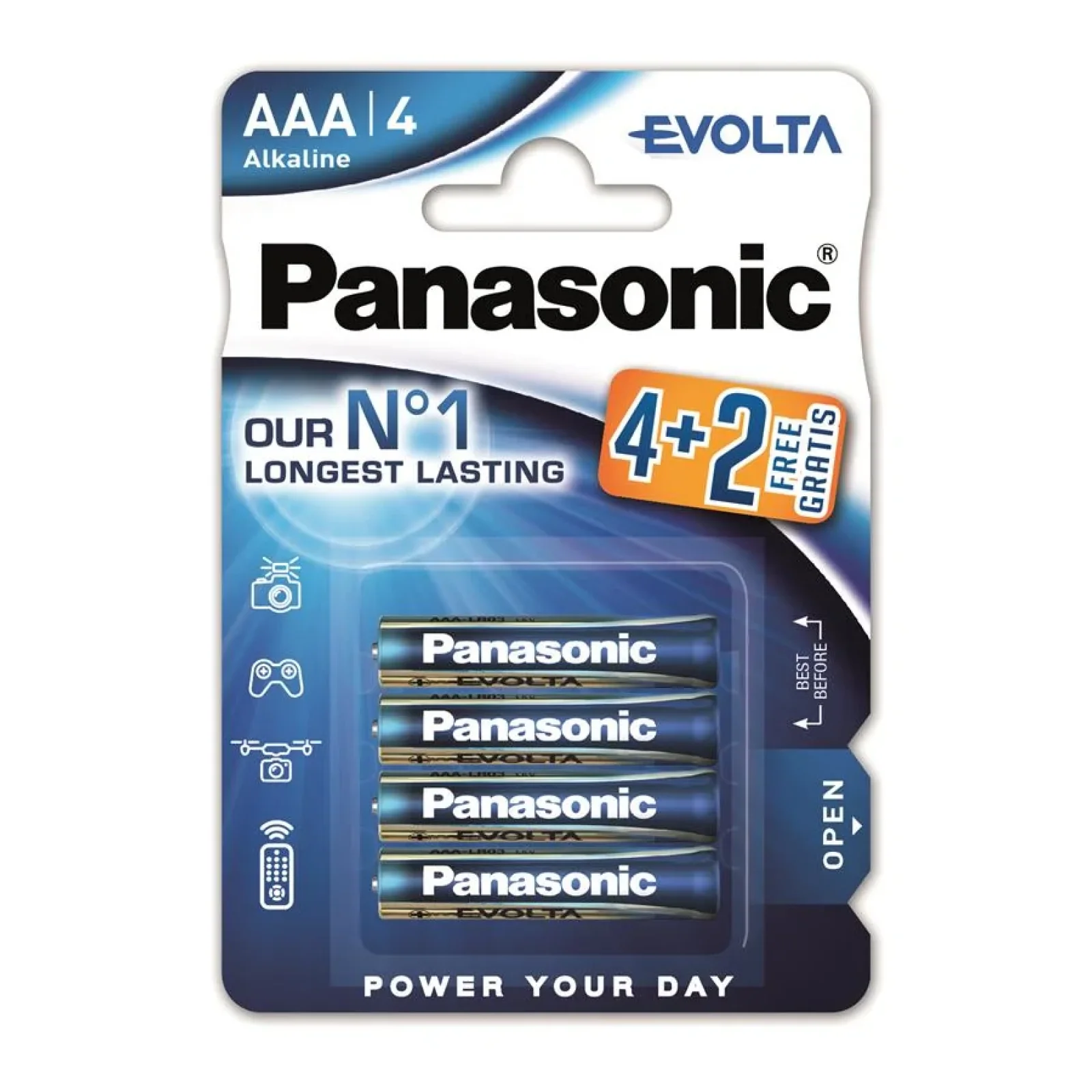 Батарейка Panasonic EVOLTA лужна AAА блістер, 6 шт., LR03EGE/6B2F UA